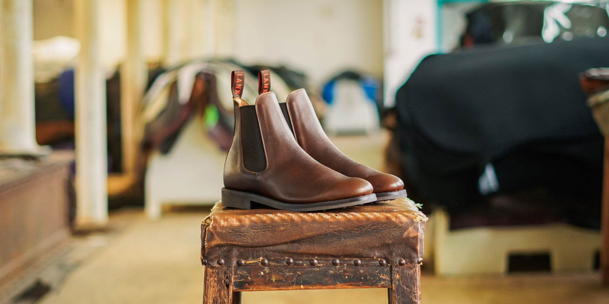 Men s Chelsea Boots Leather Slip On Dealer Boots LANX