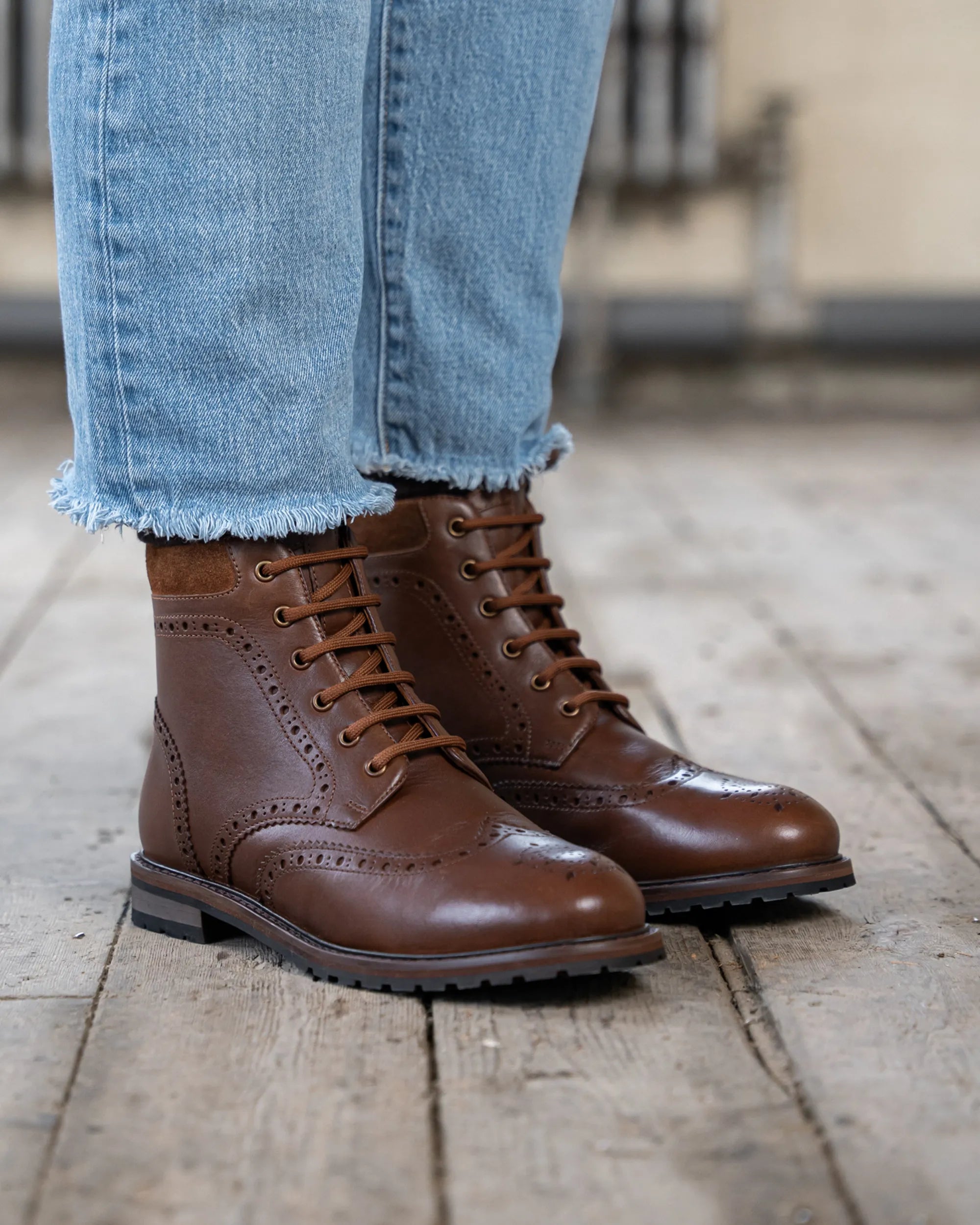カッティングダイ(中古品☆) 806 Women's - Brown - Tan - Leather - Derby Brogue Boots – LANX