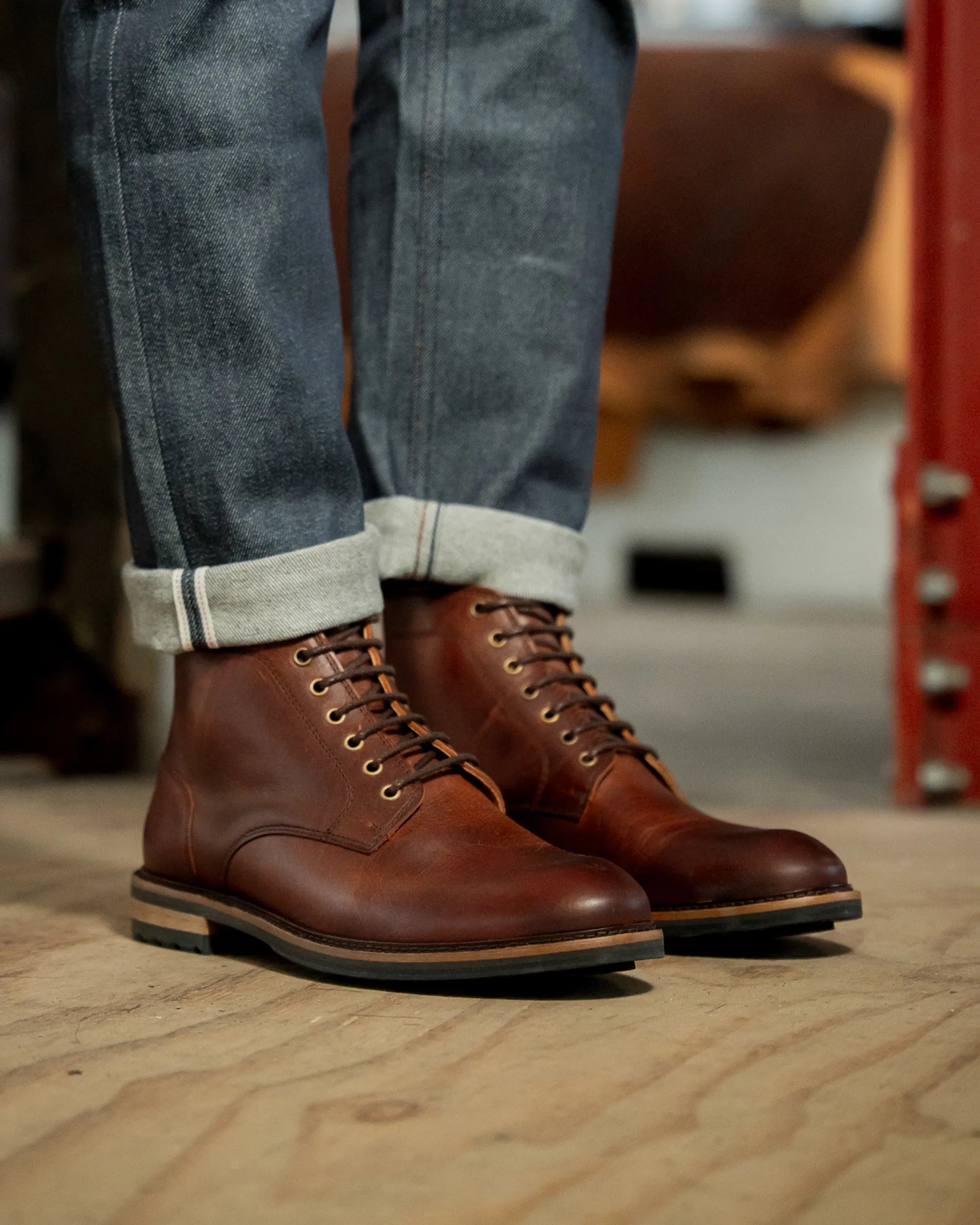 Men's - Brown - Dark - Leather - Derby Boots – LANX