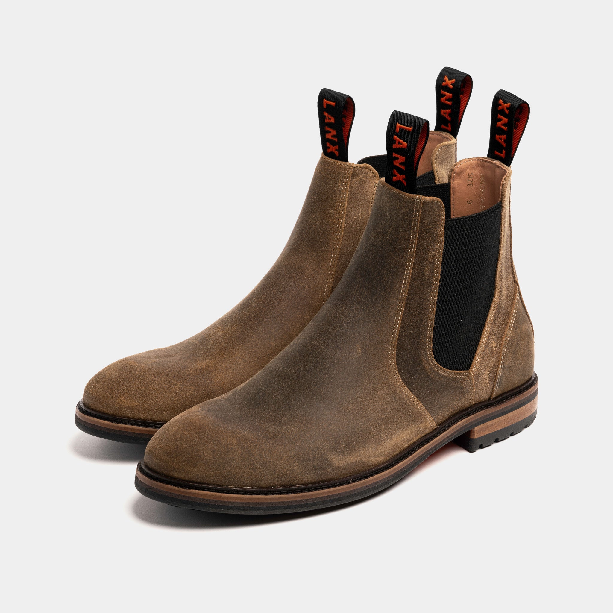 Men's Brown Khaki Leather Chelsea Boots – LANX - Main Image