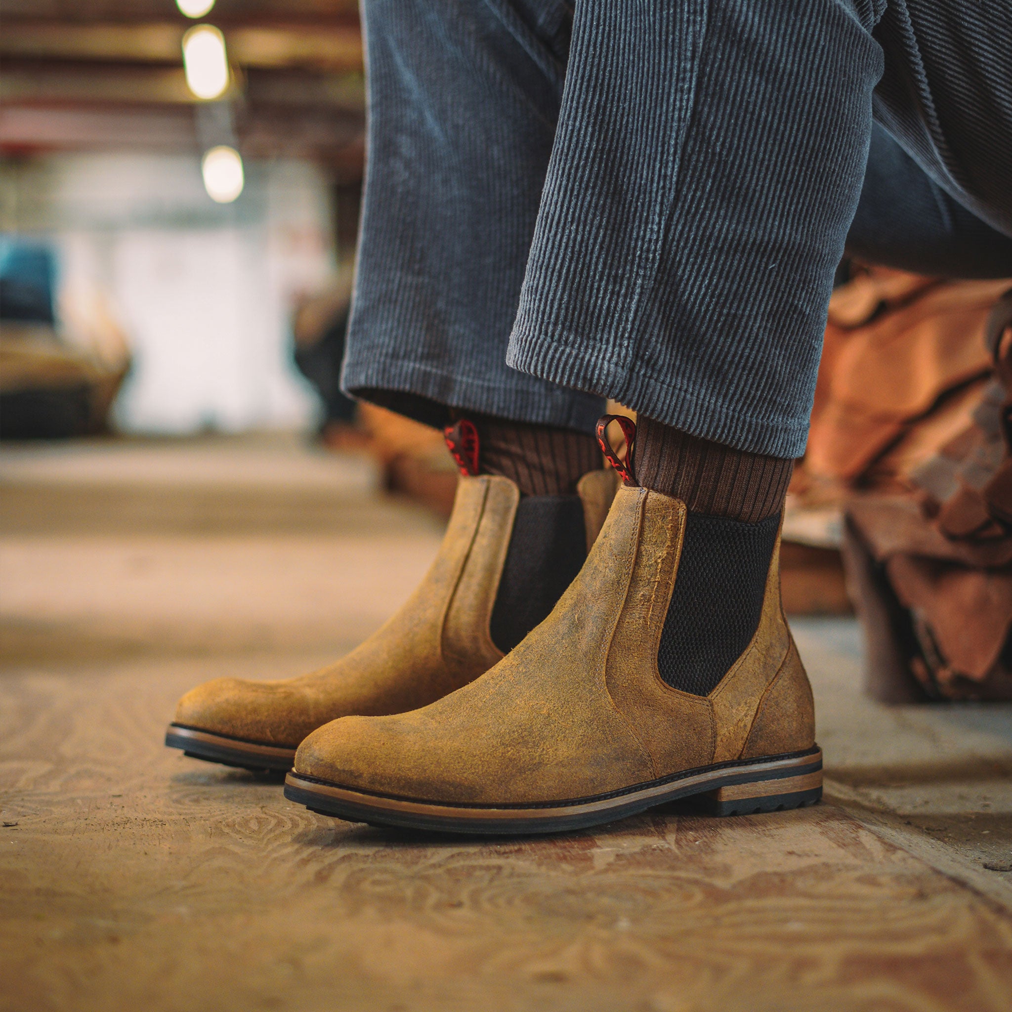 Men s Brown Light Leather Chelsea Boots LANX