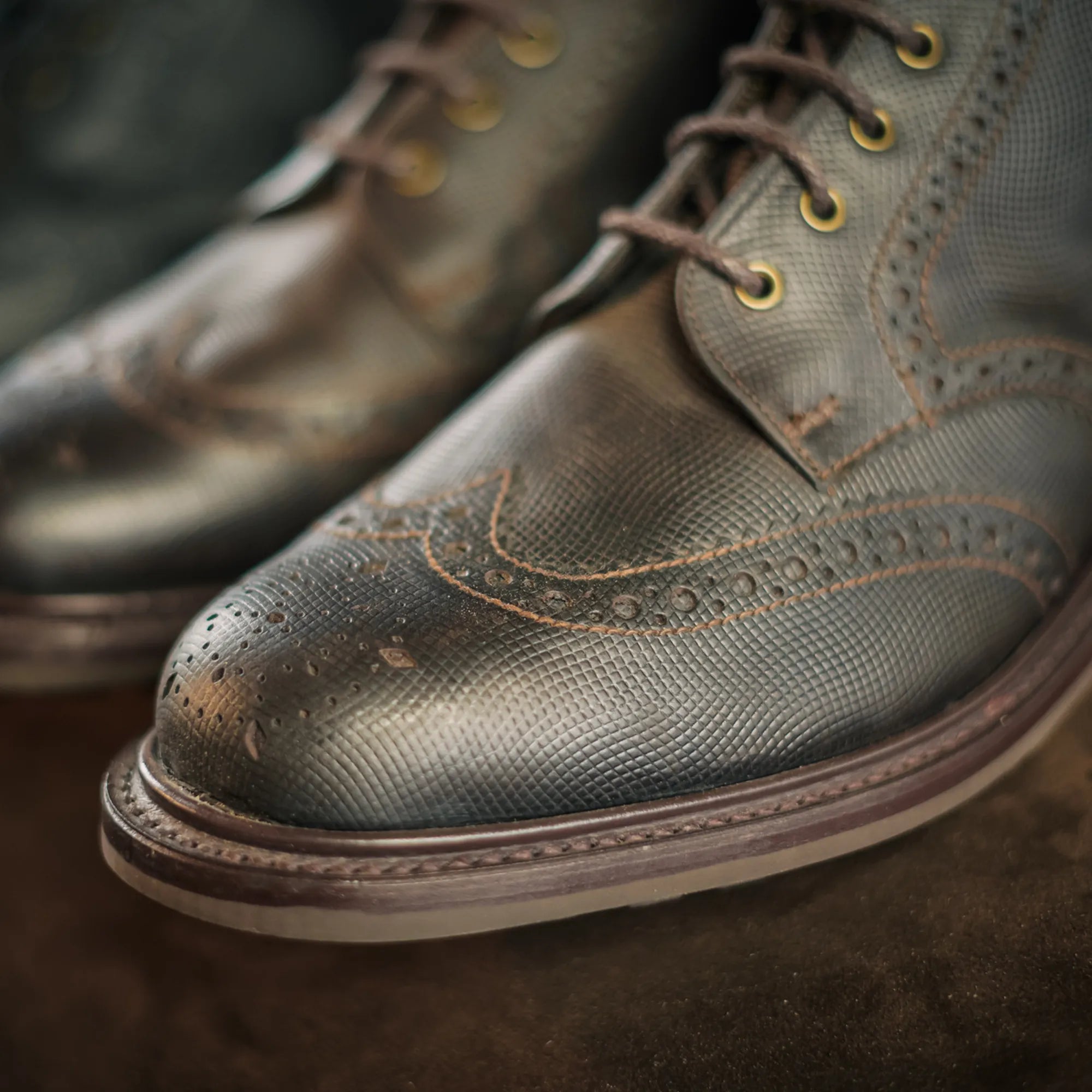 Men's - Brown - Dark - Leather - Derby Brogue Boots – LANX