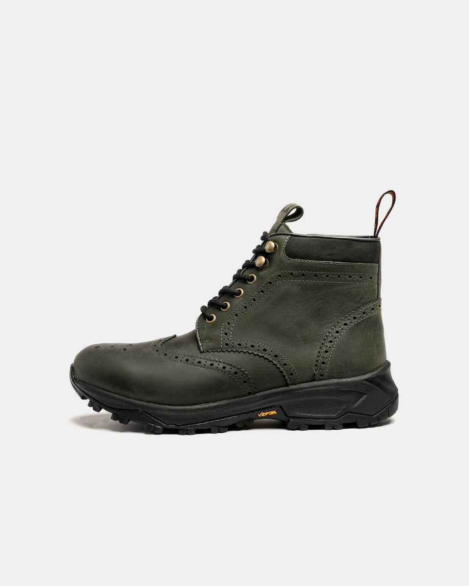 ♡ Women's - Black - Khaki - Leather - Derby Brogue Boots – LANX
