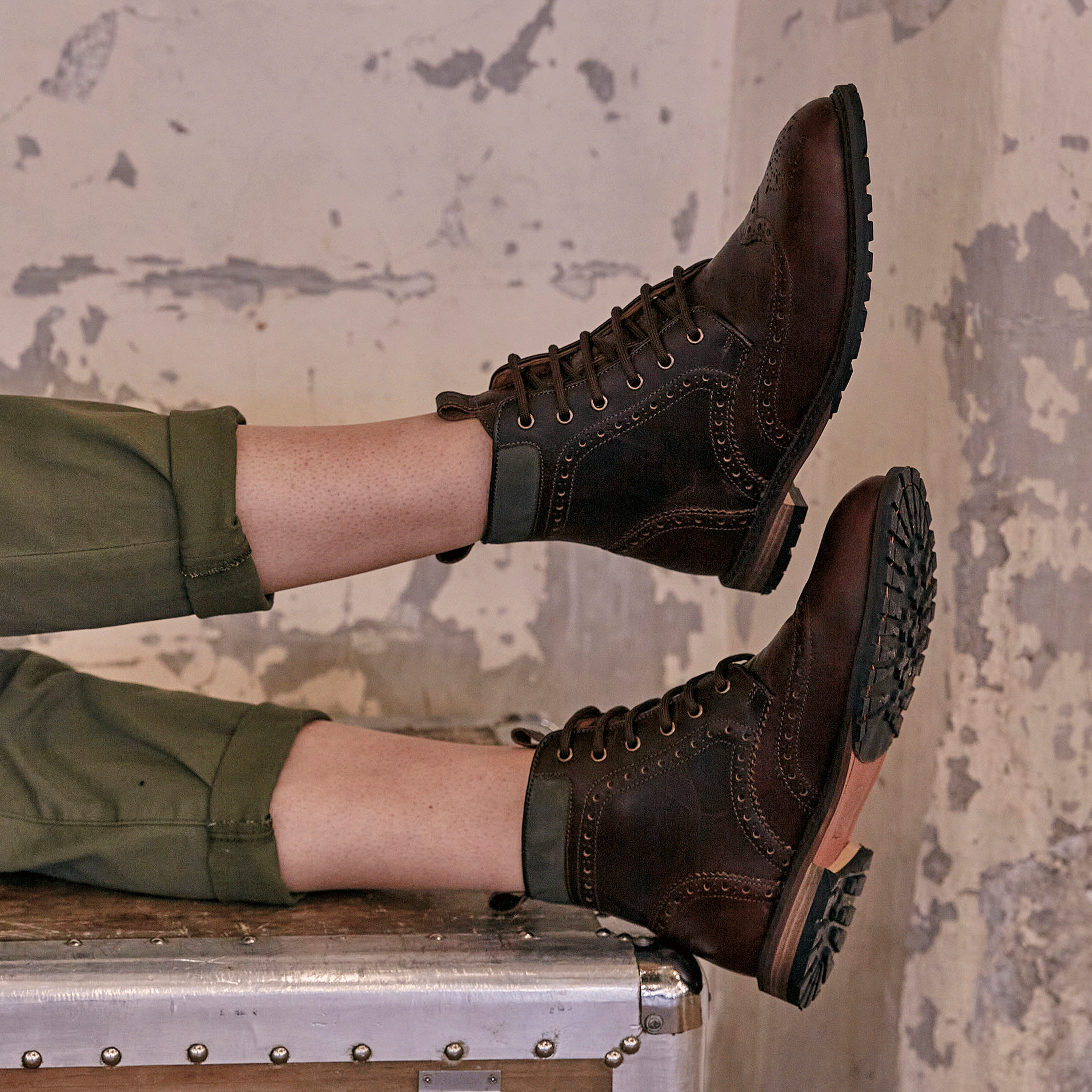 Khaki 2025 leather boots