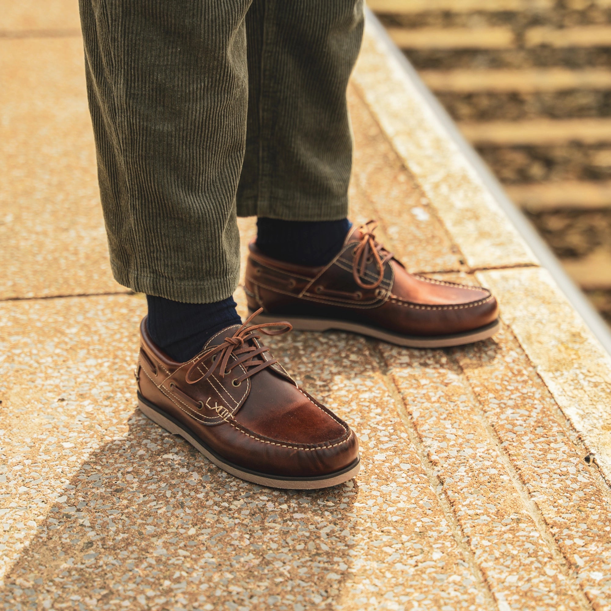 Men's Brown Burgundy Leather Derby Moc Toe Boat Shoes – LANX