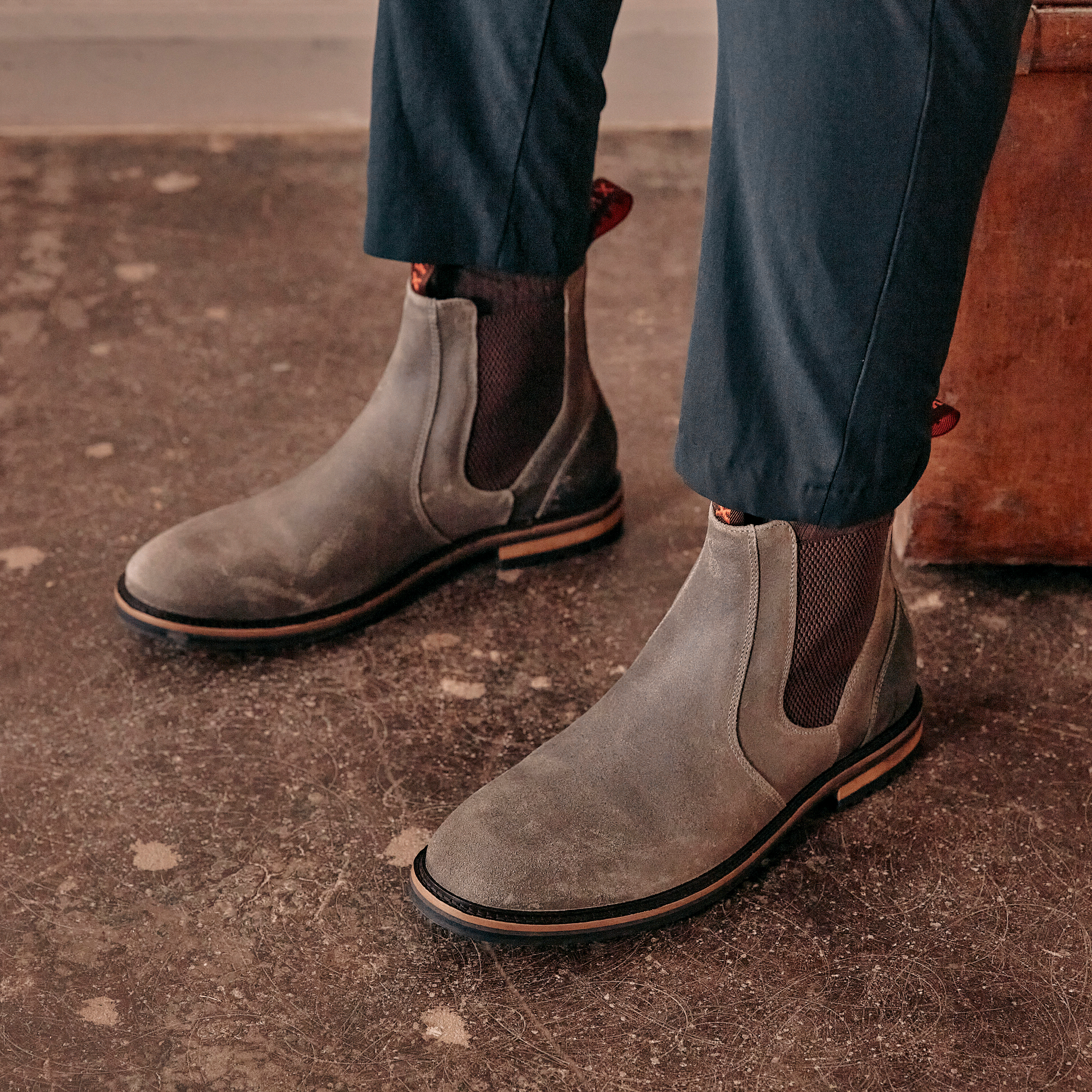 Mens stone hot sale suede chelsea boots