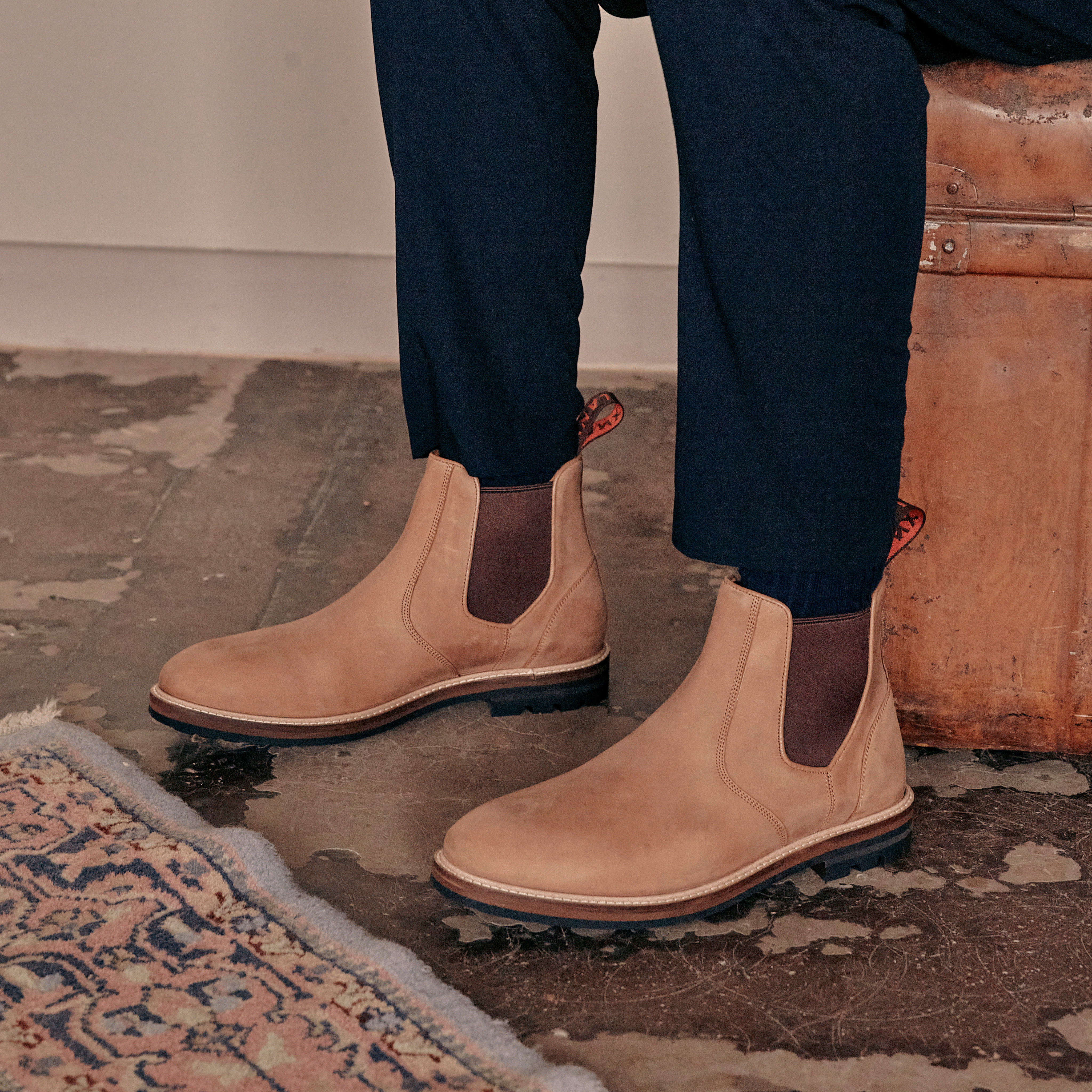 Distressed chelsea top boots mens
