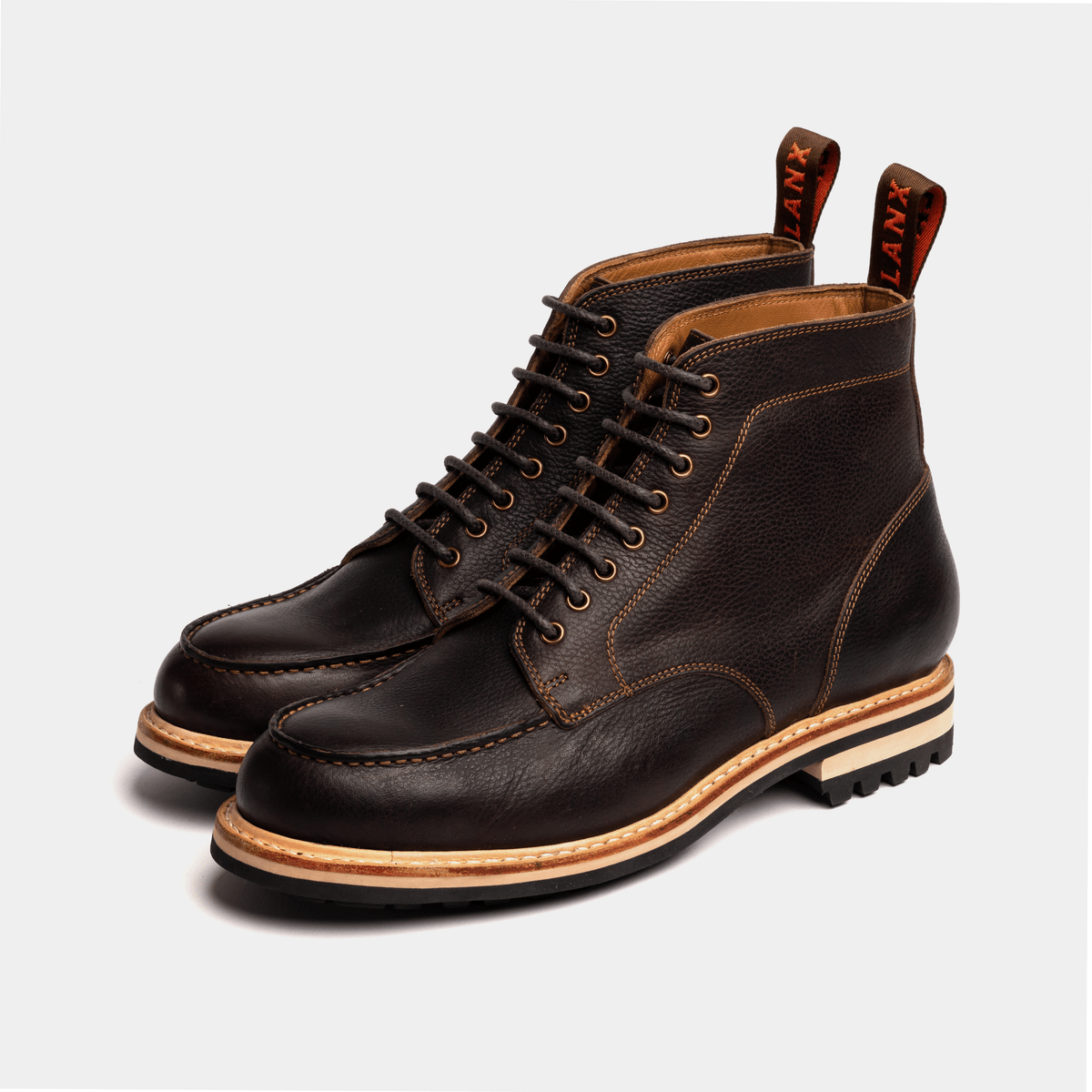 Men's - Brown - Dark - Leather - Moc Toe Boots – LANX