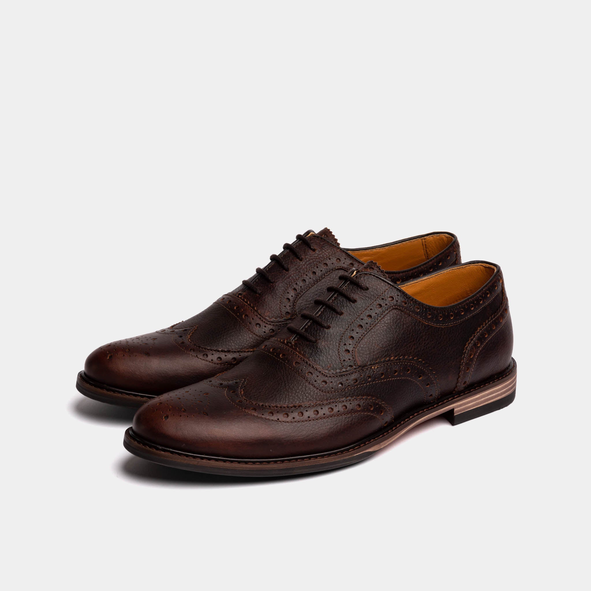 Goor M370B Men's Dark Brown Oxford Brogue Shoes – PU Leather, Lace-Up, Formal (UK 6-12)