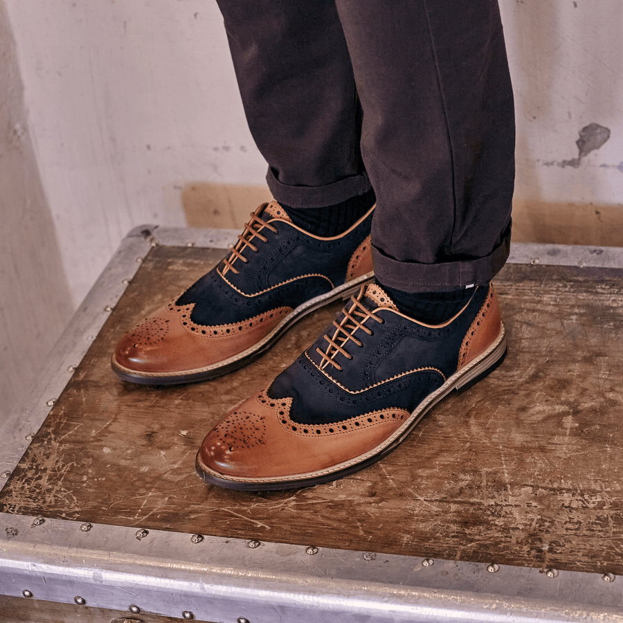 SHIREBURN // NAVY & TAN-Men's Shoes | LANX Proper Men's Shoes