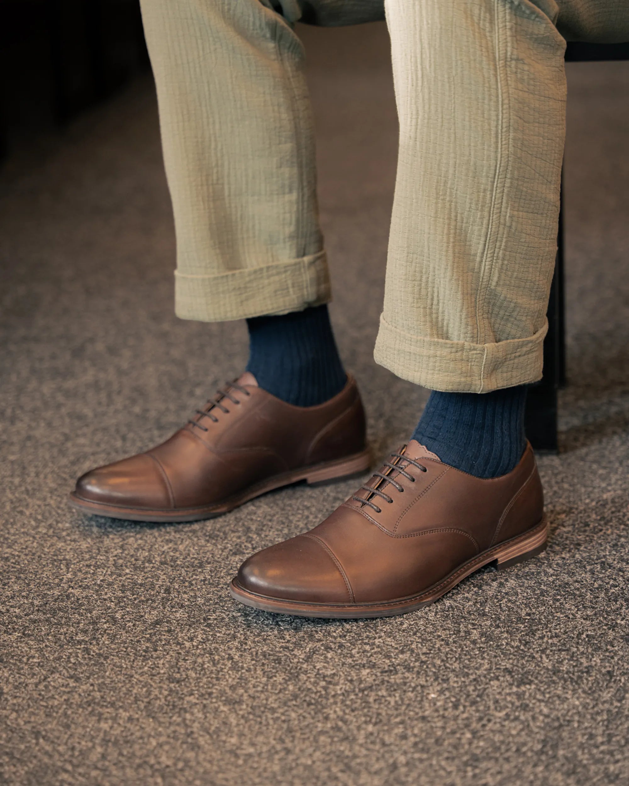Men's - Brown - Dark - Leather - Oxford Shoes  LANX