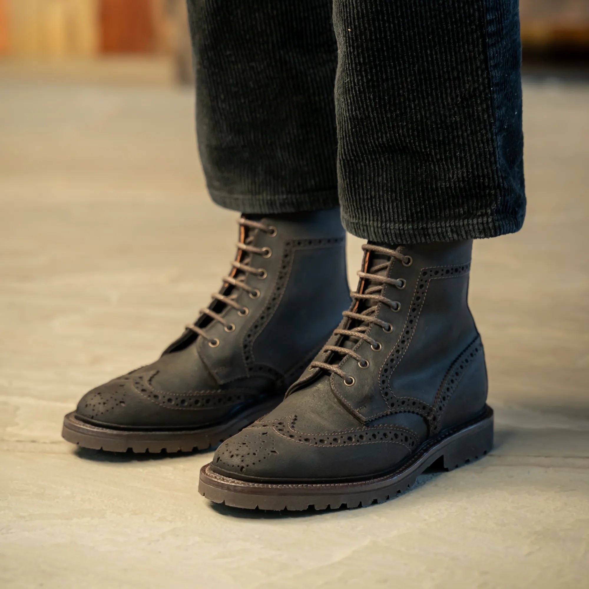 ランエル Women's - Newchurch - Walnut - Leather - Brogue Boots – LANX