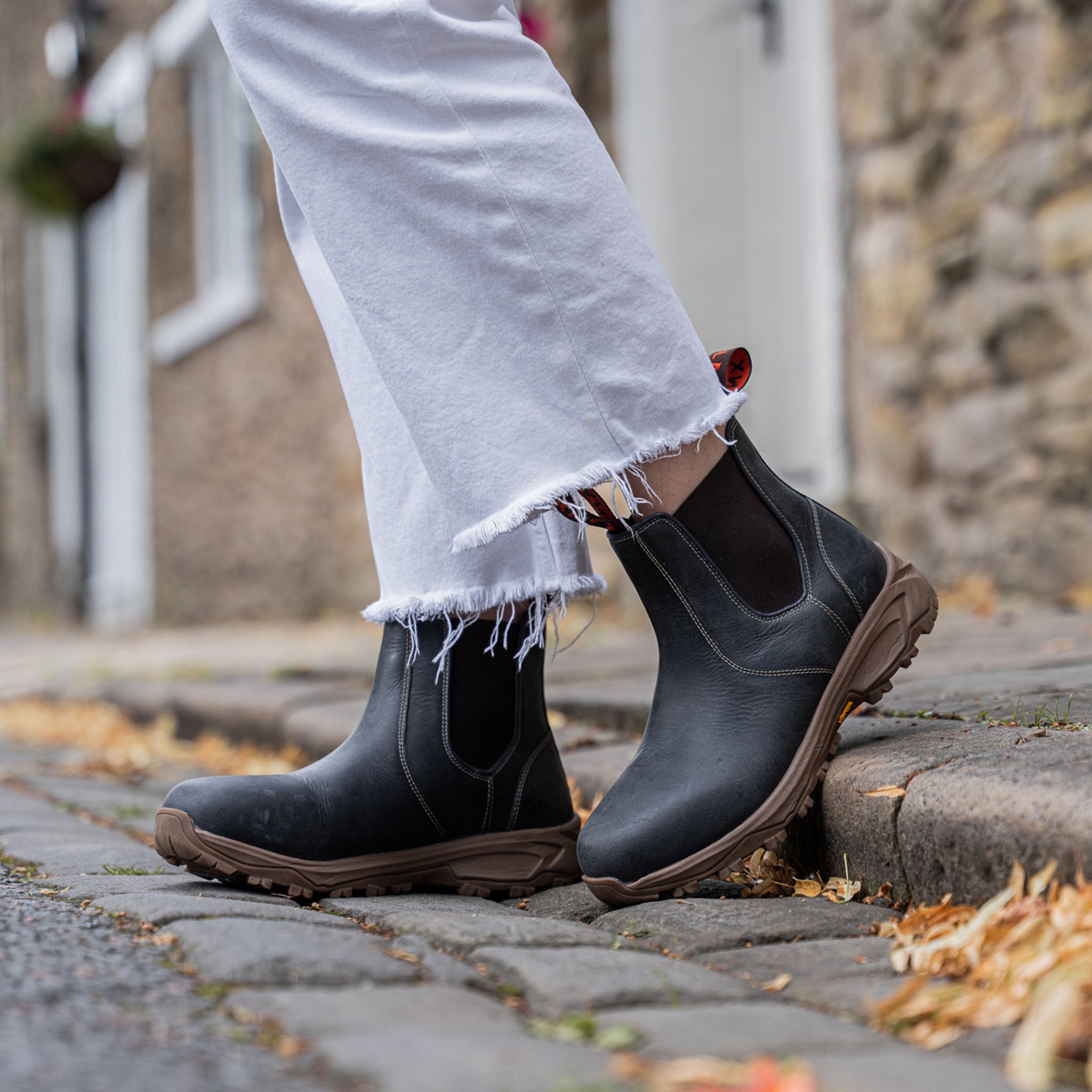 Women's Navy Blue Leather Chelsea Boots – LANX