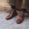 LANX  Tasker Coach, men's, derby cap toe boots made in England using brown Charles F. Stead oil pullup leather.