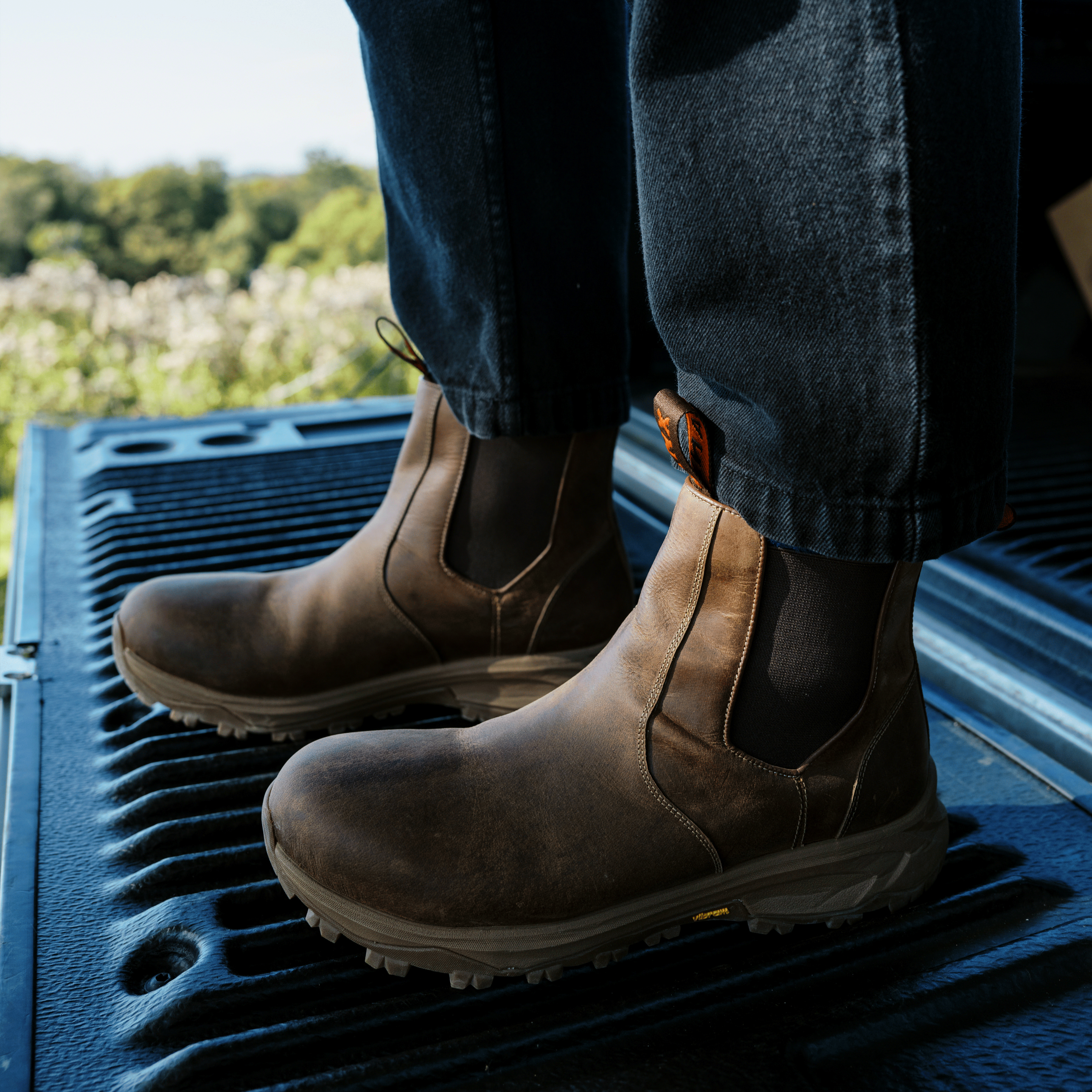 Distressed leather chelsea clearance boots