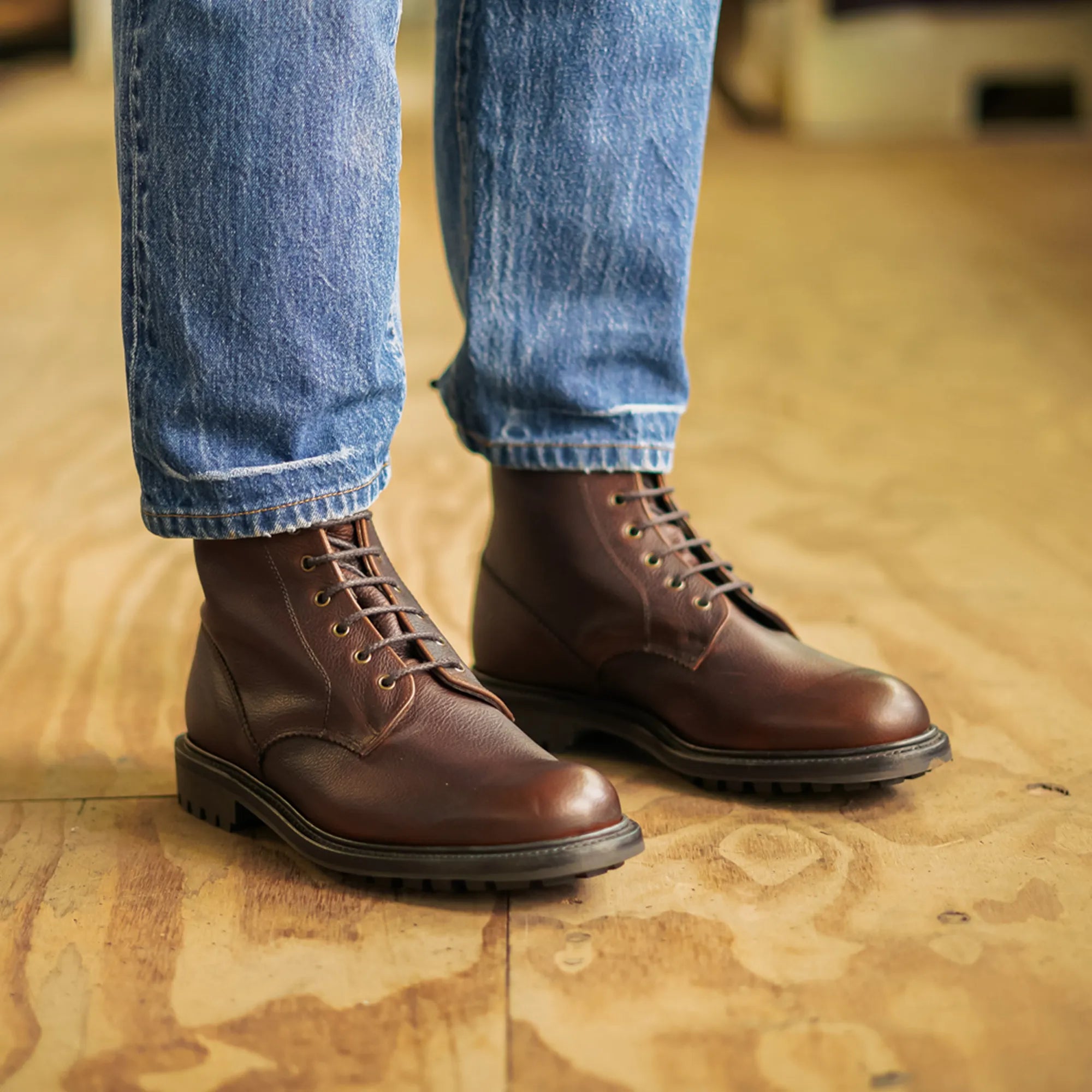 Men's Brown Dark Leather Derby Boots – LANX - Main Image