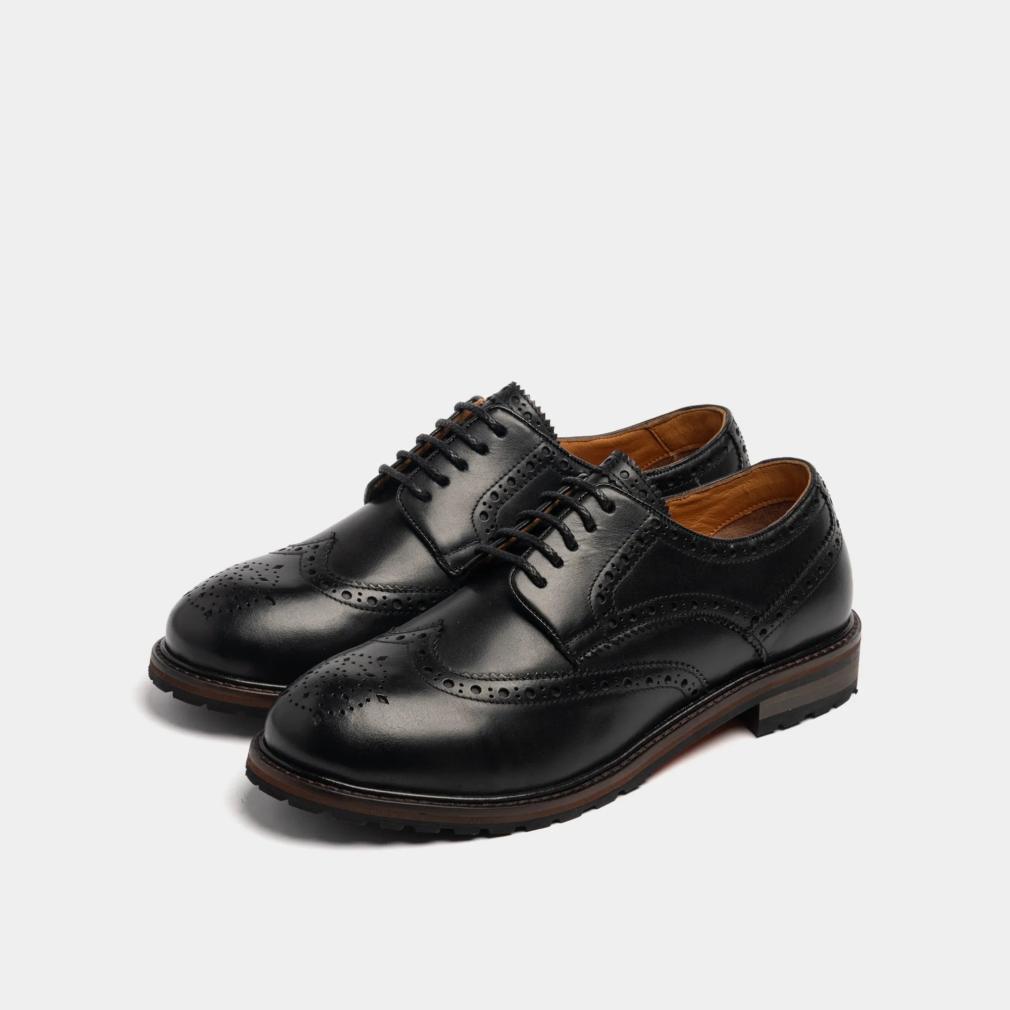 Women's - Black - Dark - Leather - Derby Brogue Shoes – LANX