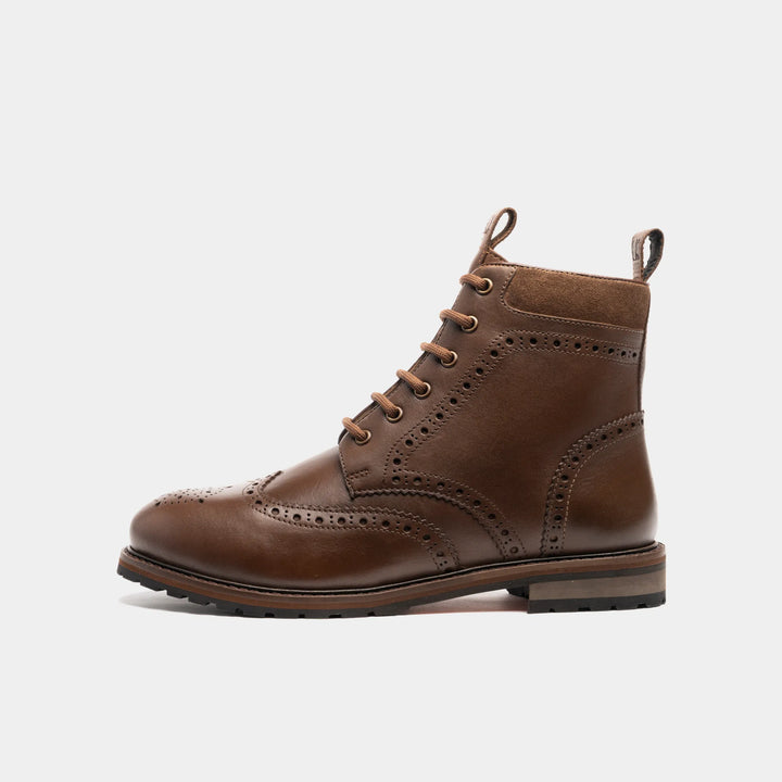 Women's - Brown - Khaki - Leather - Derby Brogue Boots – LANX