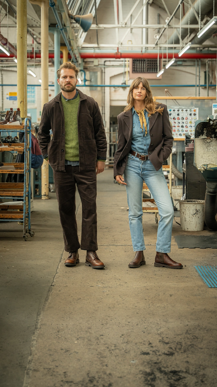 two people a man and a woman wearing country casual clothing and LANX shoes
