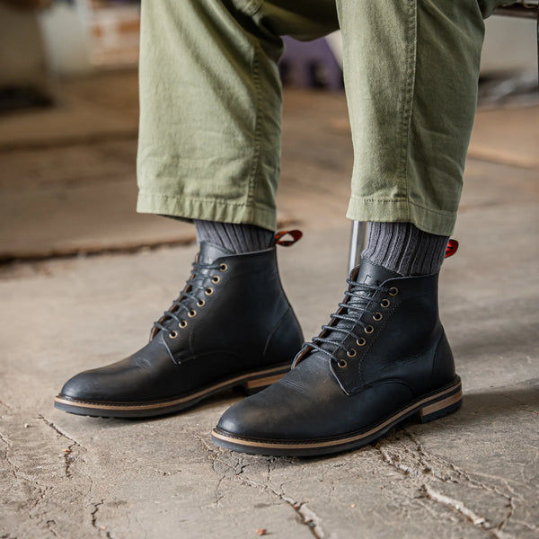 Dutton Black men's black leather boots