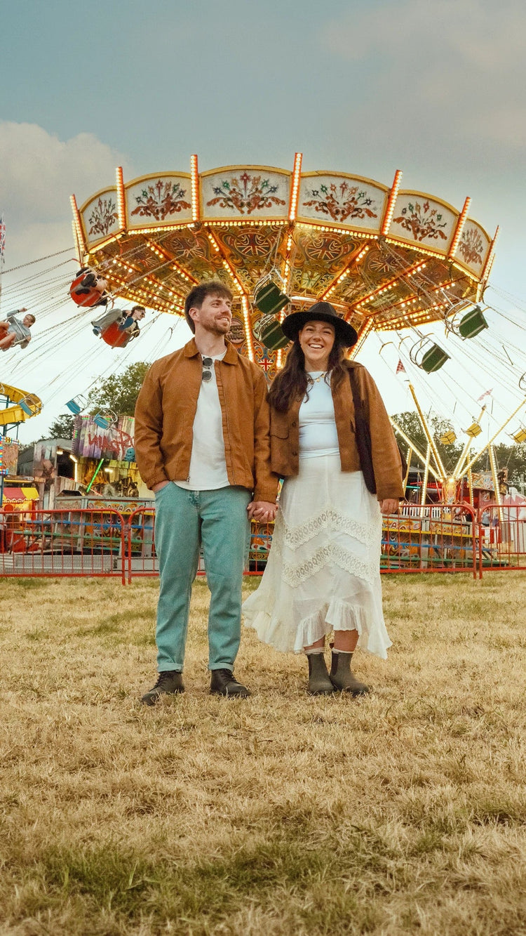 two people a man and a woman wearing country casual clothing and LANX shoes