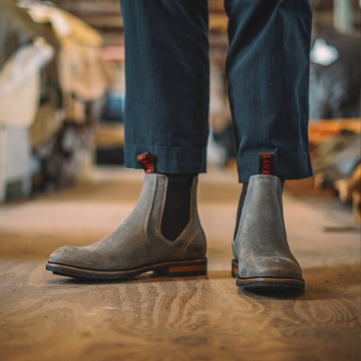 Men's Grey Light Leather Chelsea Boots – LANX - Main Image