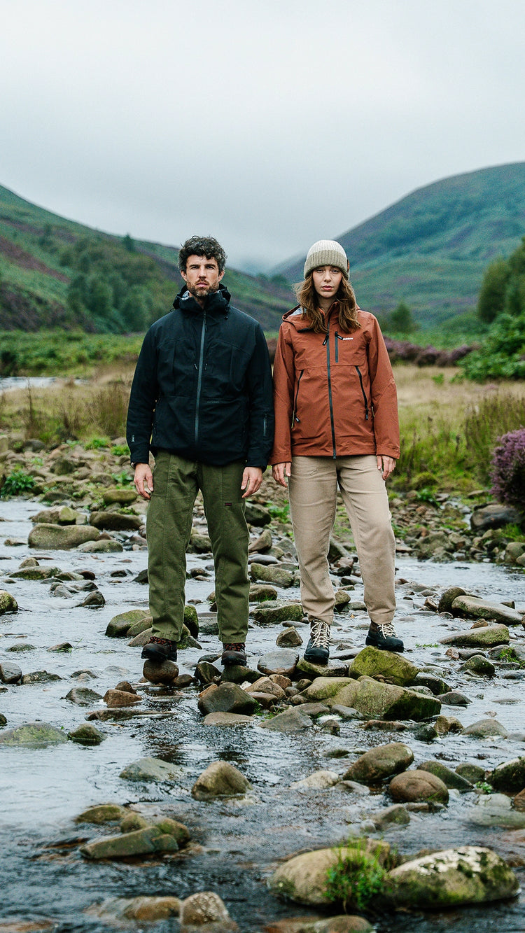 two people a man and a woman wearing country casual clothing and LANX shoes