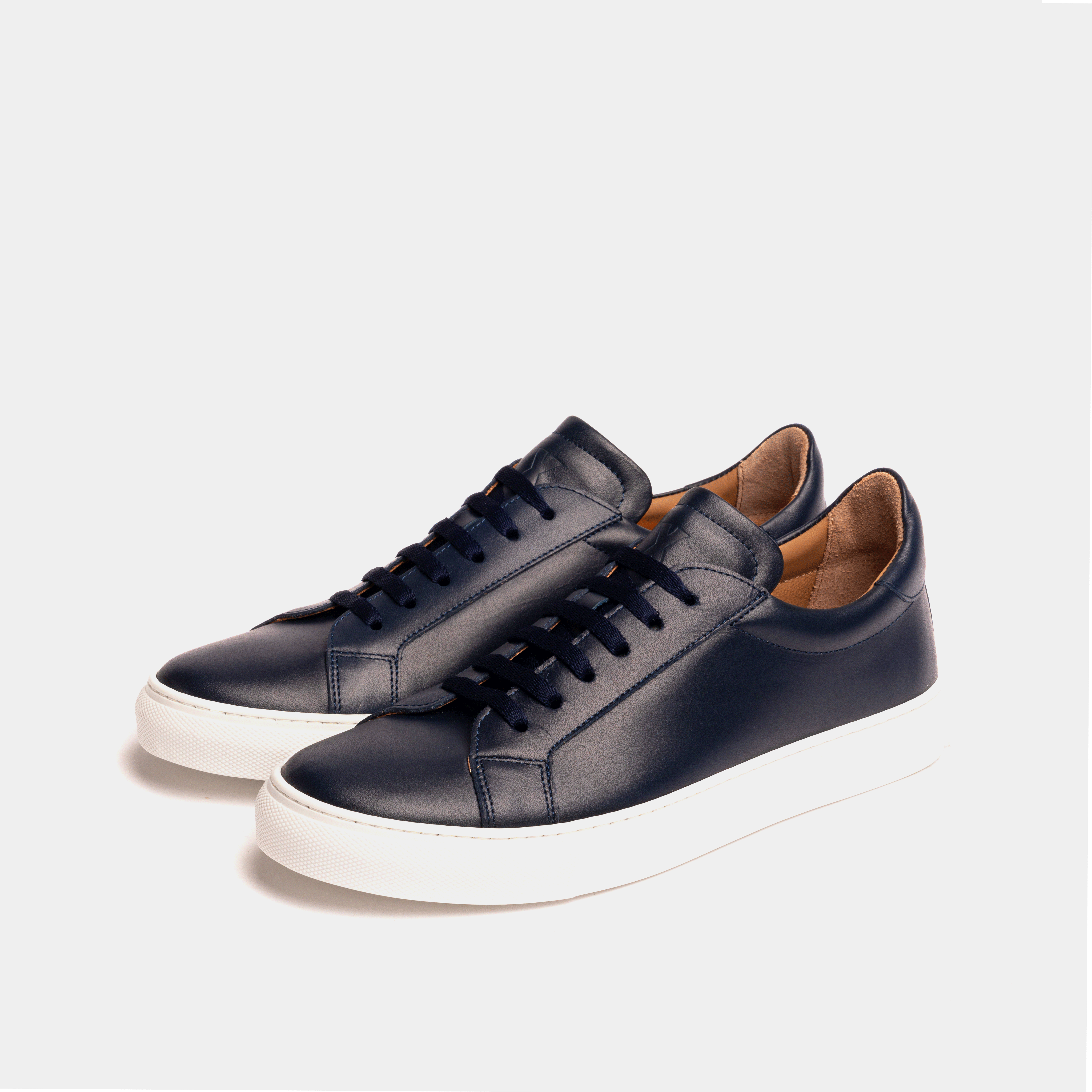 Navy Blue Patina Finish Leather Sneaker for Men | The Royale Peacock