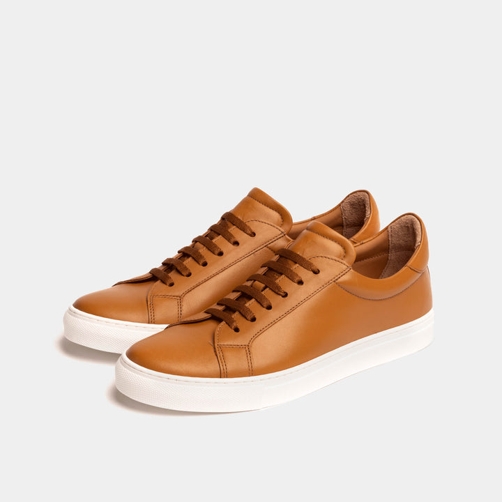 Men's Tan Brown Leather Cupsole Sneakers – LANX