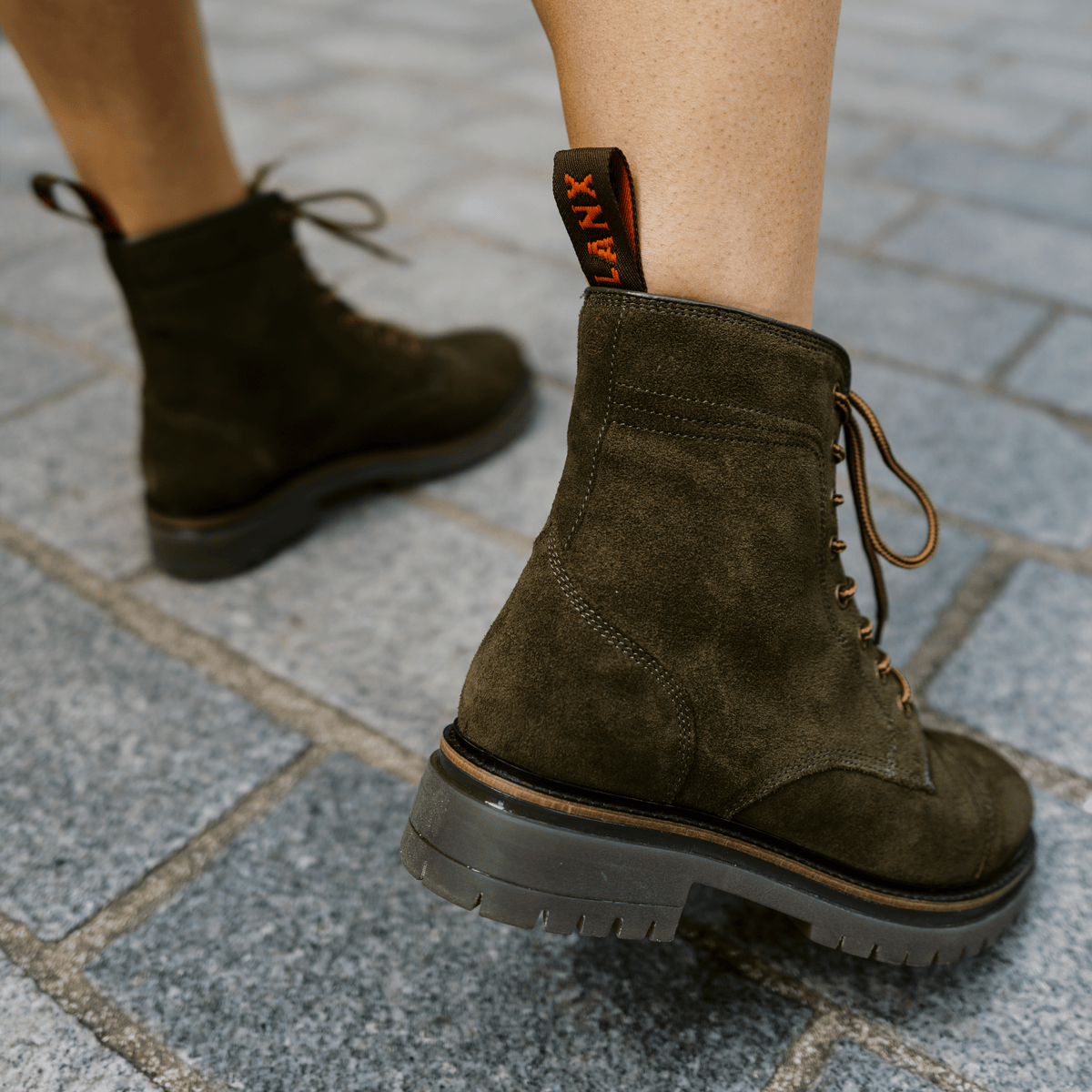 Women's - Green - Khaki - Suede - Derby Boots – LANX
