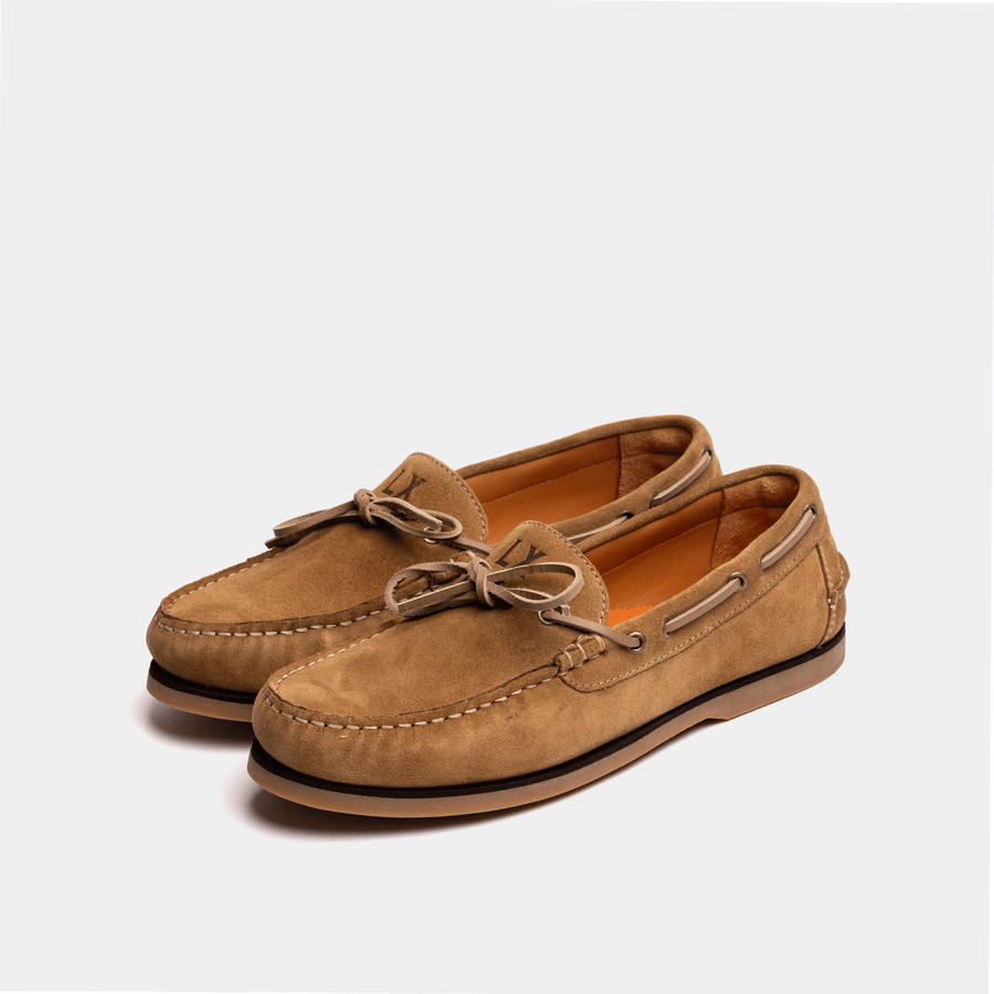 Men s Light Tan Suede Slip On Boat Shoes LANX