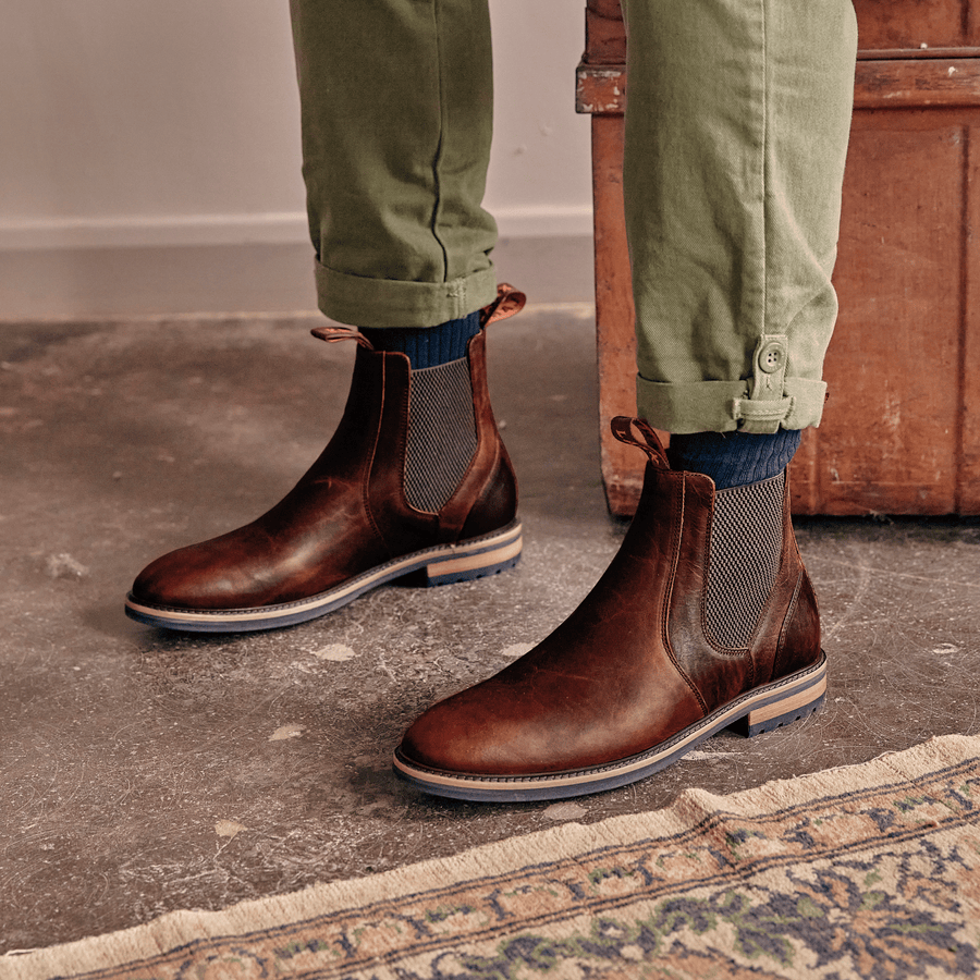 Men s Brown Burgundy Leather Chelsea Boots LANX