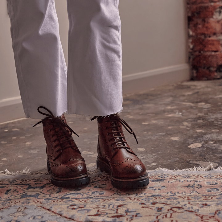 Burgundy brogue boots best sale