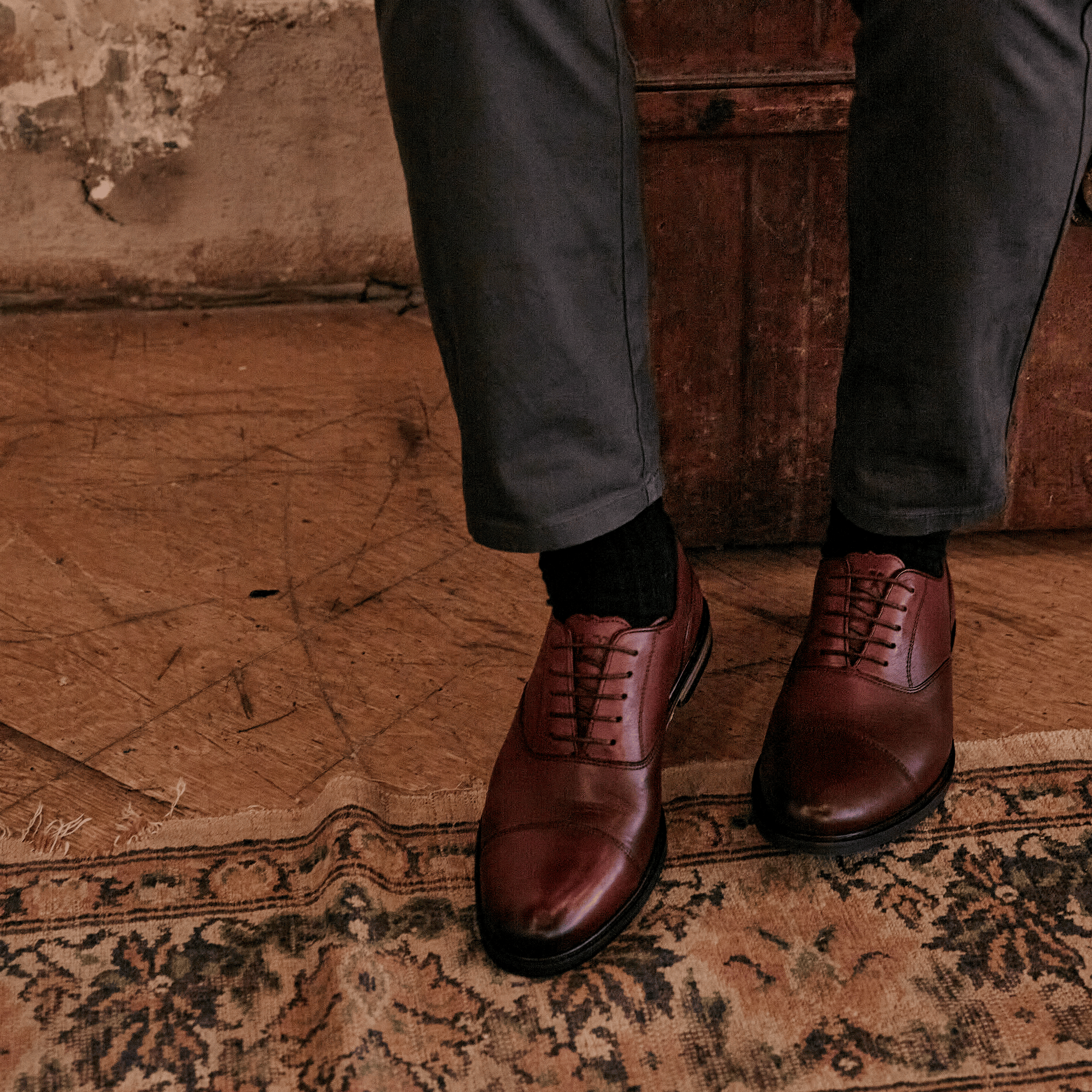 Men's - Burgundy - Red - Leather - Oxford Shoes – LANX