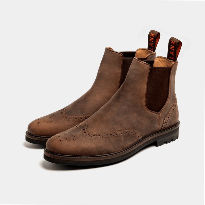 Brown brogue sales chelsea boots mens