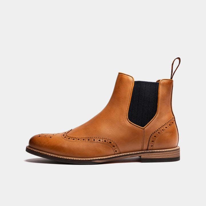 MITTON // TAN & MARINE BLUE-Men's Chelsea | LANX Proper Men's Shoes