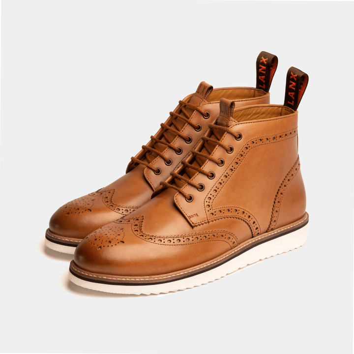 Mens tan 2025 brogue boots