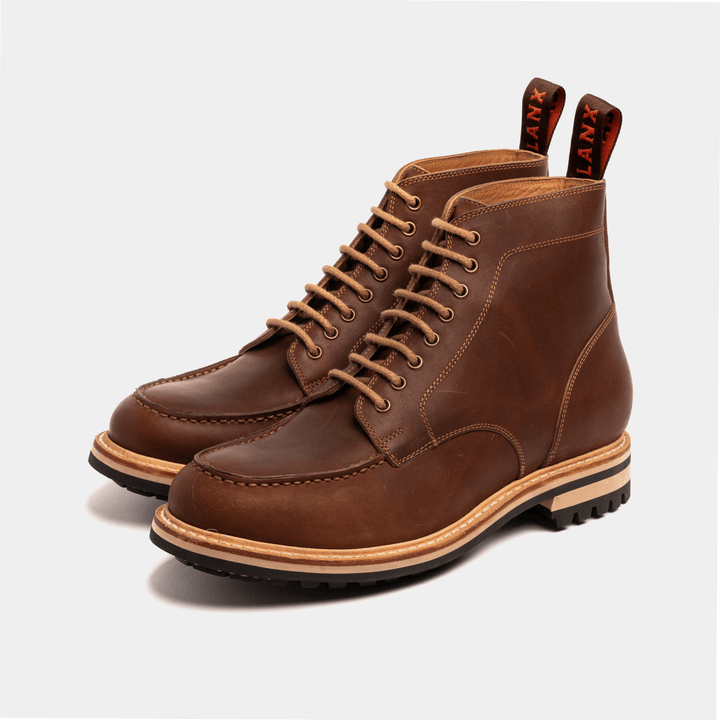 Men s Tan Brown Leather Moc Toe Boots LANX