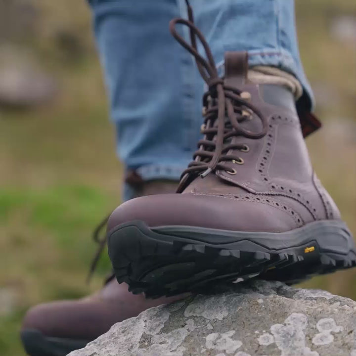 Video montage of LANX Hothersall boot in Black and Redbrick Grained Leather worn in the Lancashire Countryside