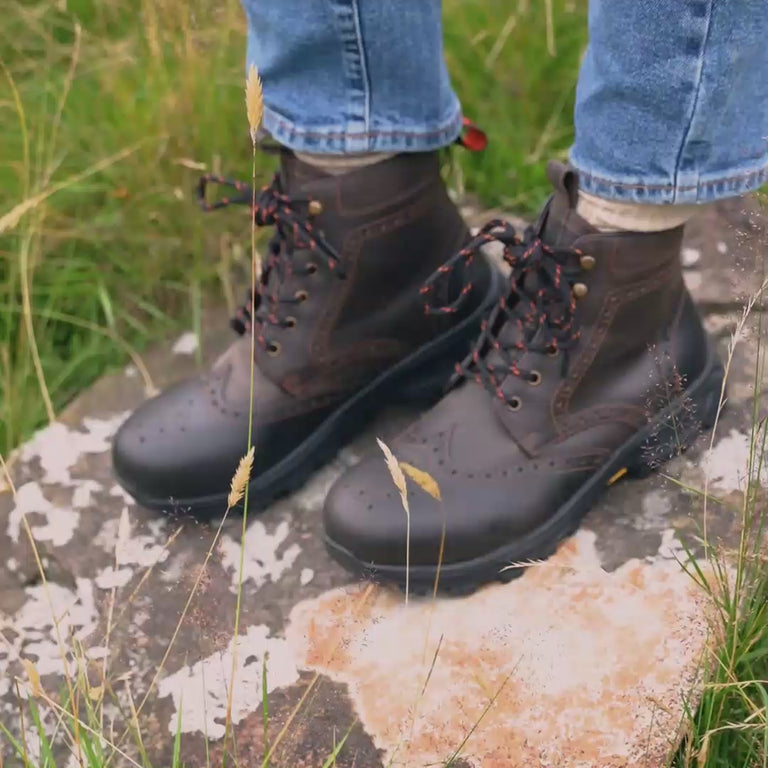 Video montage of LANX Hothersall boot in Black and Brown Distressed Leather worn in the Lancashire Countryside