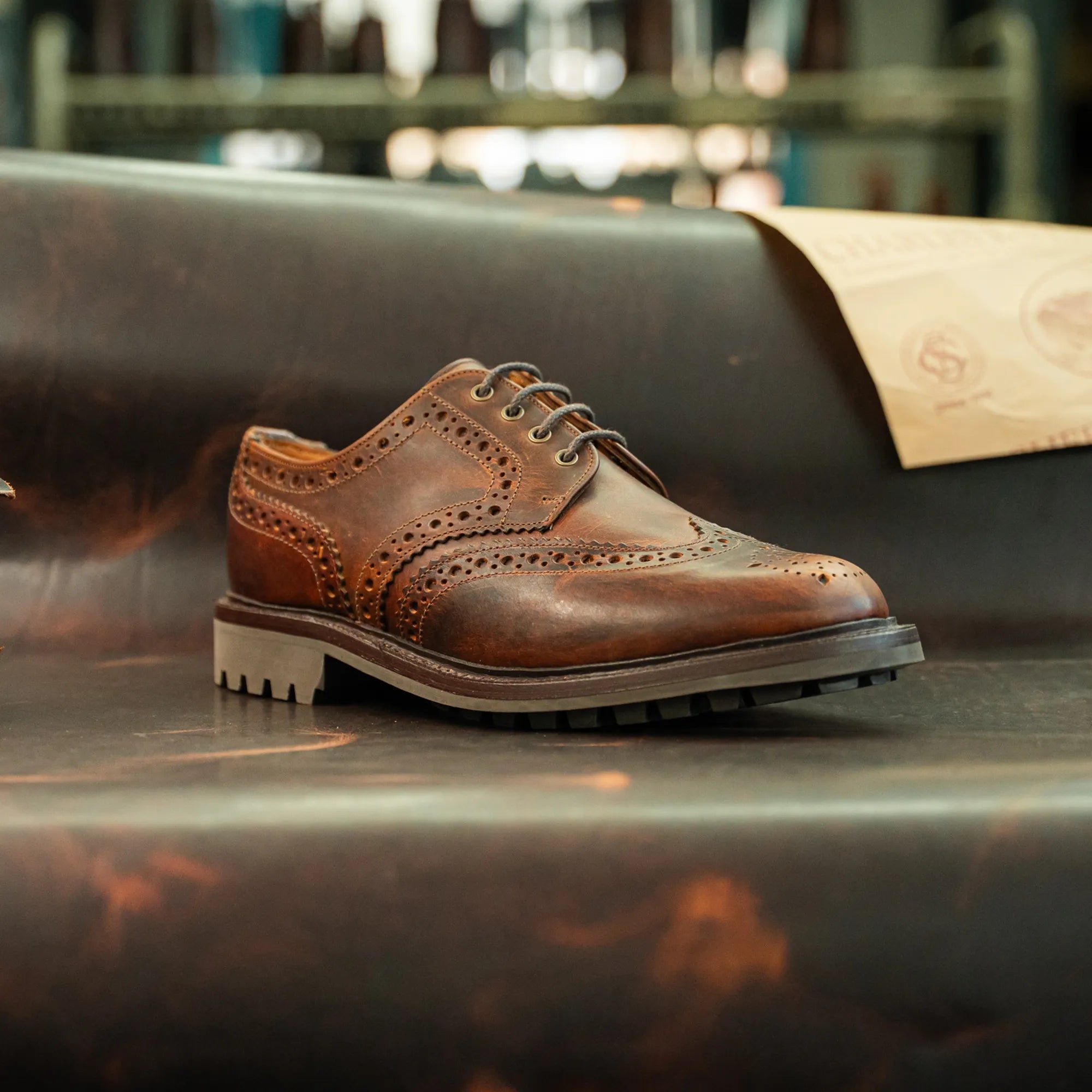 Men's - Brown - Dark - Leather - Derby Brogue Shoes – LANX