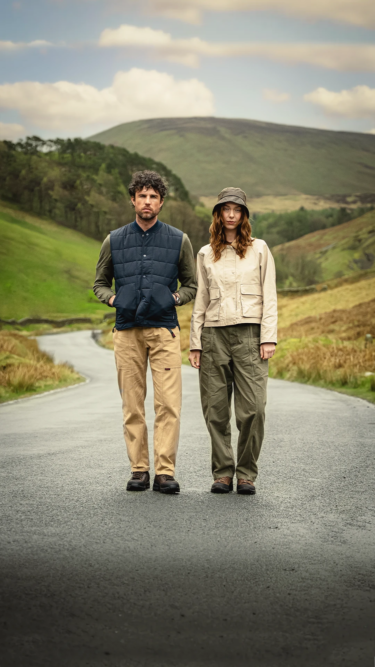 two people a man and a woman wearing country casual clothing and LANX shoes