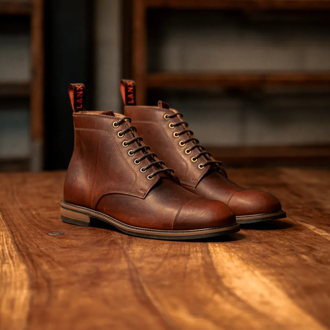 Men's - Burgundy - Red - Leather - Derby Boots – LANX