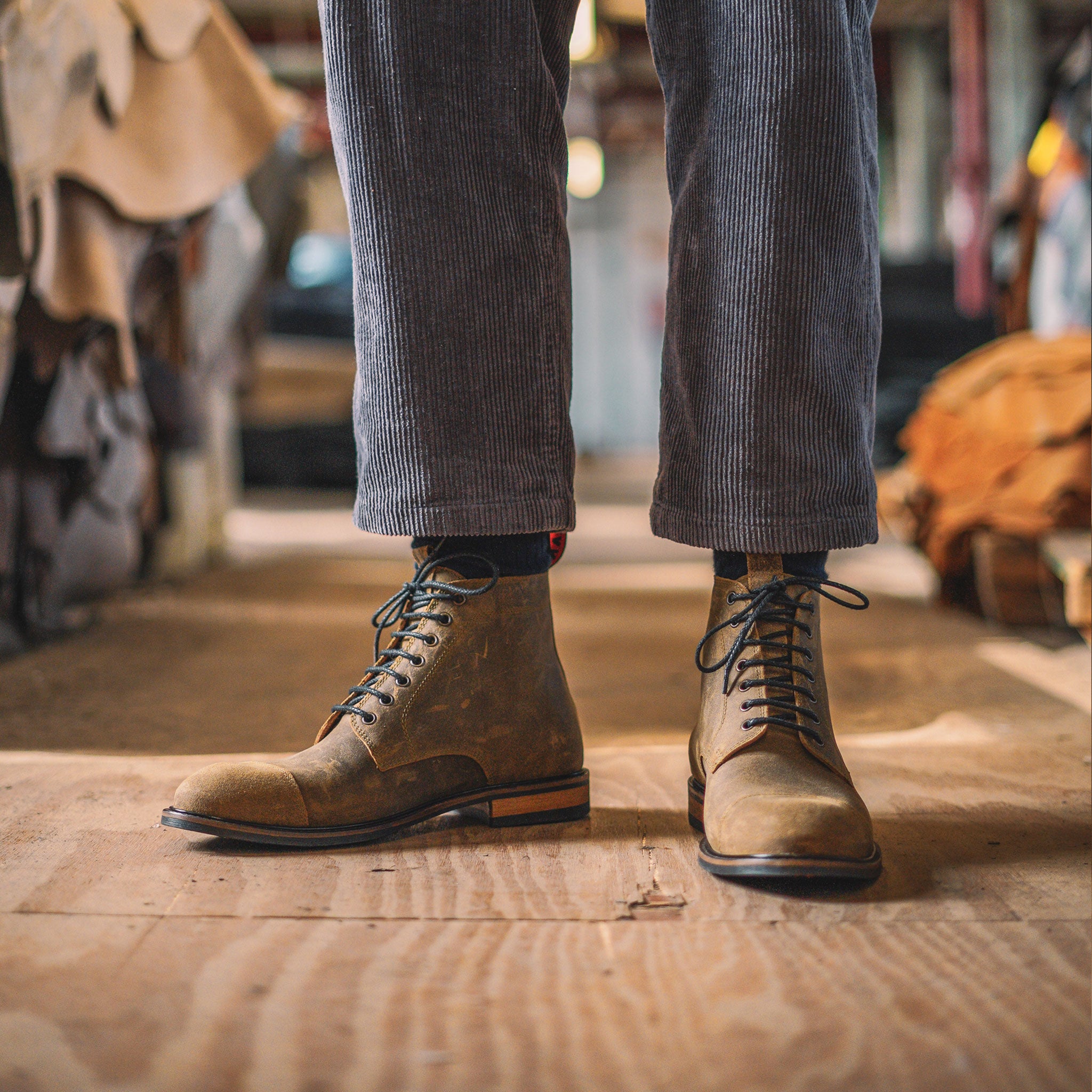 Men s Brown Dark Leather Derby Boots LANX