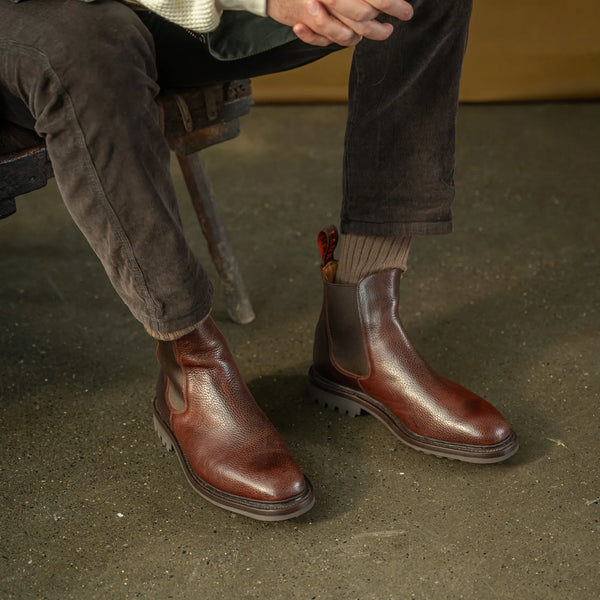 WISWELL // COGNAC GRAINED-Men's Chelsea | LANX Proper Men's Shoes